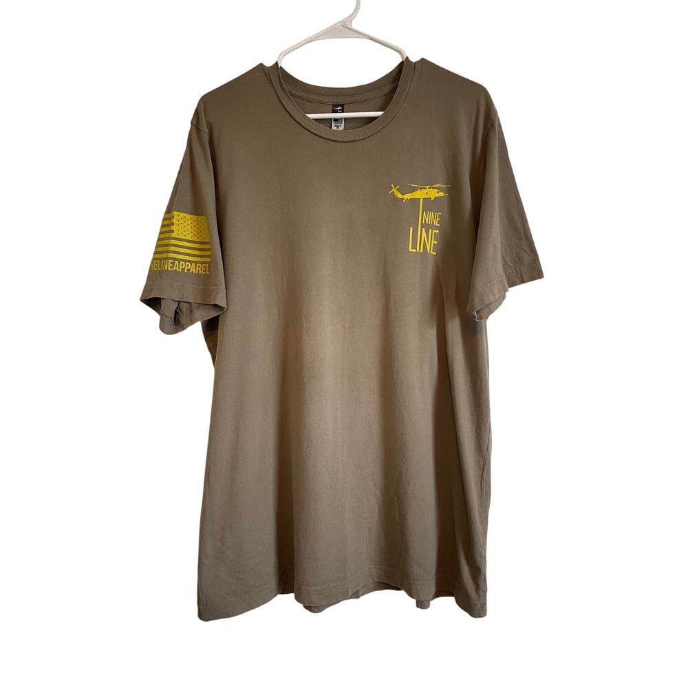 Nine Line Apparel Airborne tan short sleeve T shirt USA made flag eagle XL